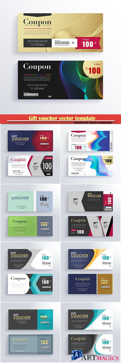 Gift voucher vector template, certificate, discount card # 2