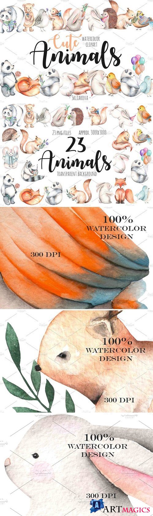 Watercolor cute Animals 1543053