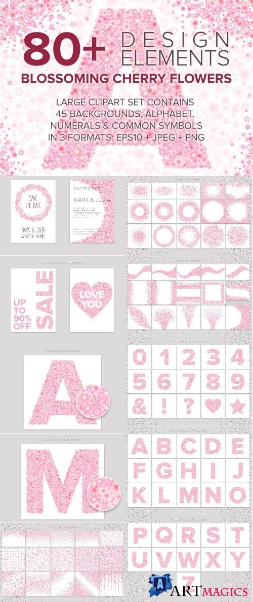 Cherry Blossom Font & Backgrounds - 2423096