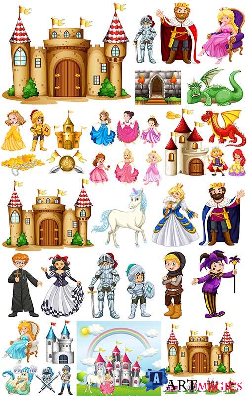       / Fairy-tale princesses and locks in vector