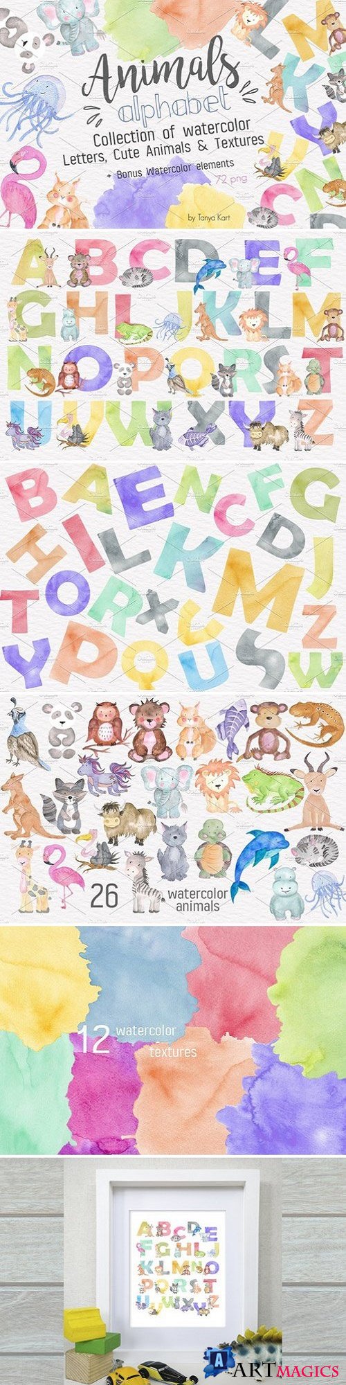 Animals Alphabet Watercolor Kit 1536245