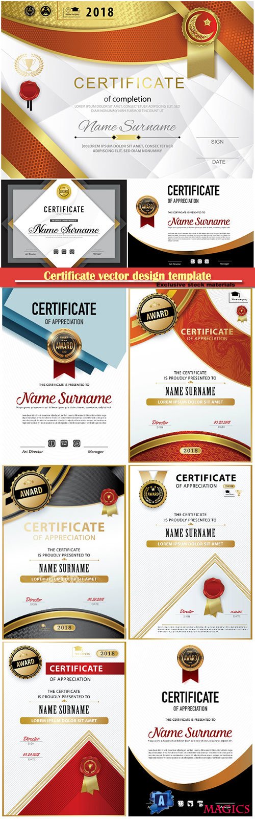 Certificate and vector diploma design template # 69