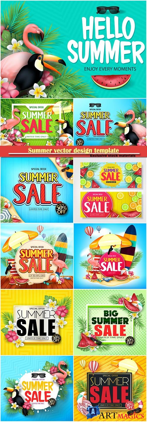 Summer vector design template, sale background # 4
