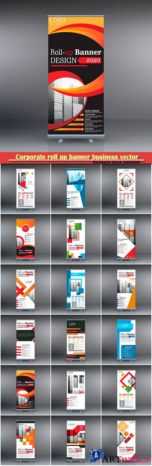 Corporate roll up banner business vector template # 3