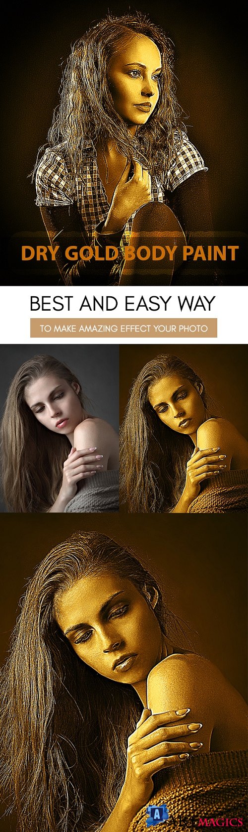 Dry Gold Body Paint Photoshop Action 21885249