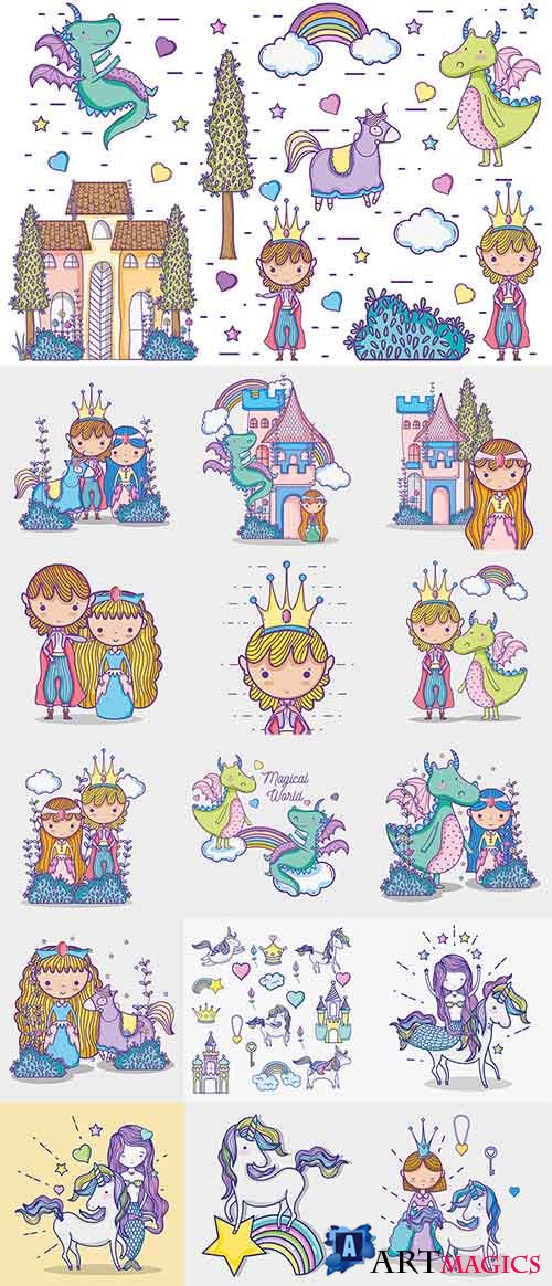     -  / The magical world of little princess - Vector