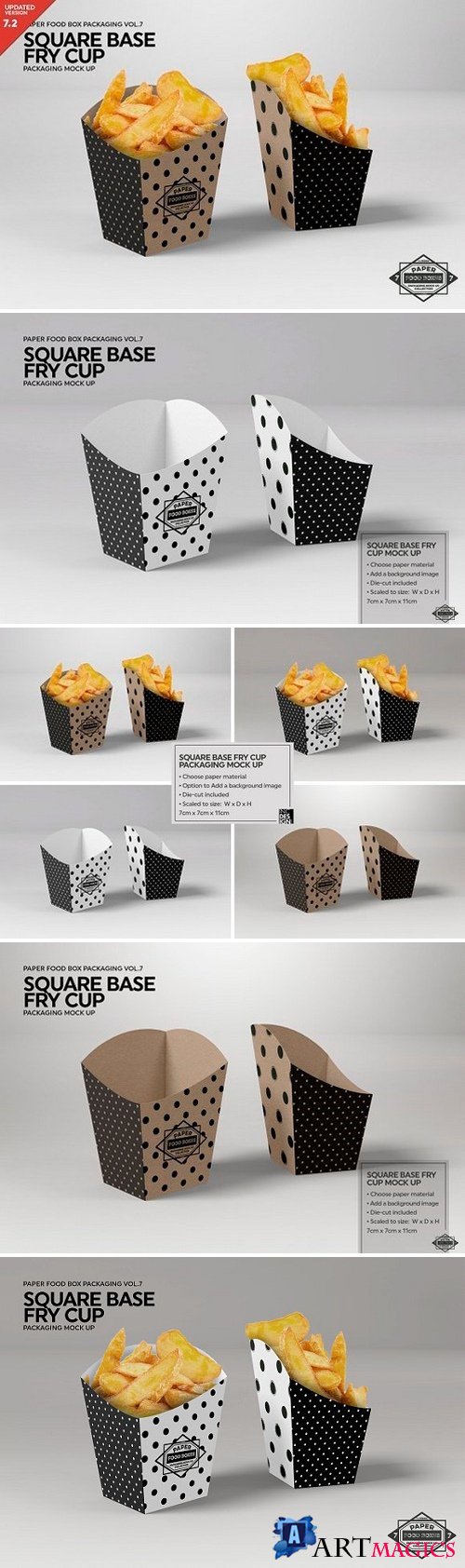 Square Base Fry Cup Packaging Mockup 2487970