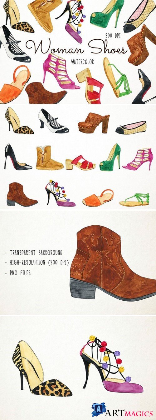 Watercolor Woman Shoes Clipart 2486511