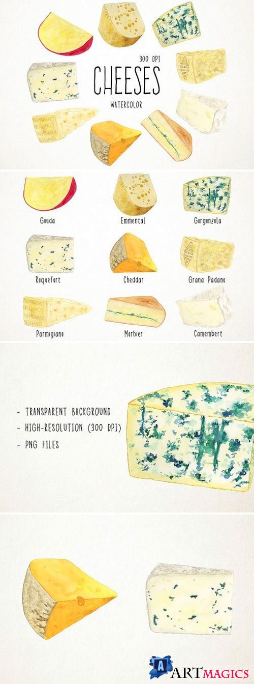 Watercolor Cheeses Clipart 2486330