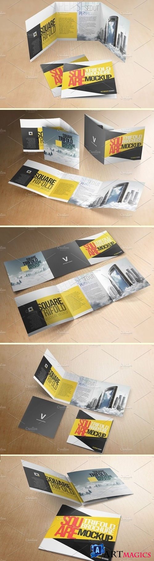Square Tri-fold Brochure Mock-ups v2 1590423