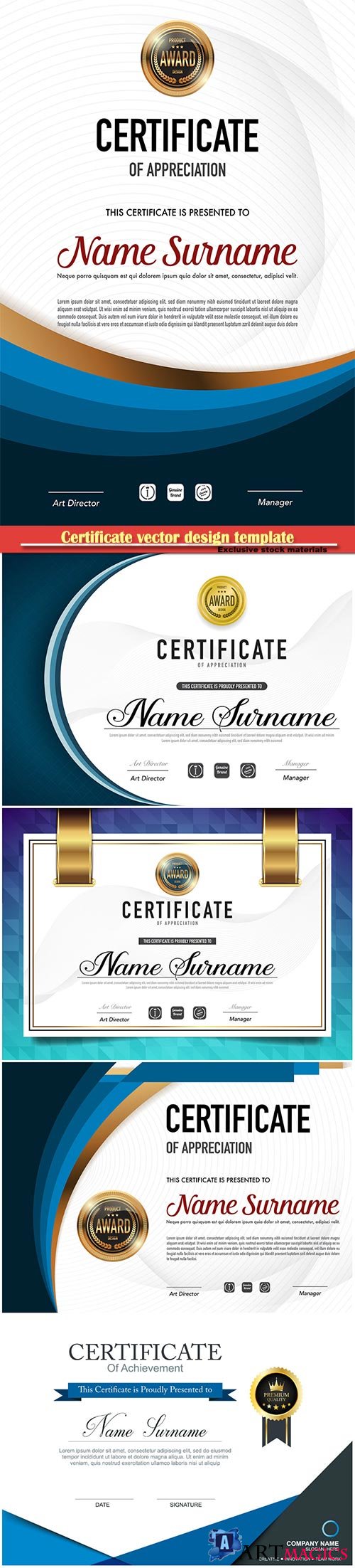 Certificate and vector diploma design template # 73