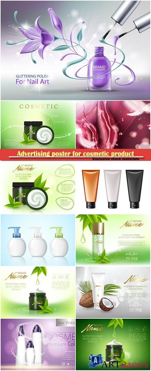 Advertising poster for cosmetic product, magazine, design of cosmetic package # 6