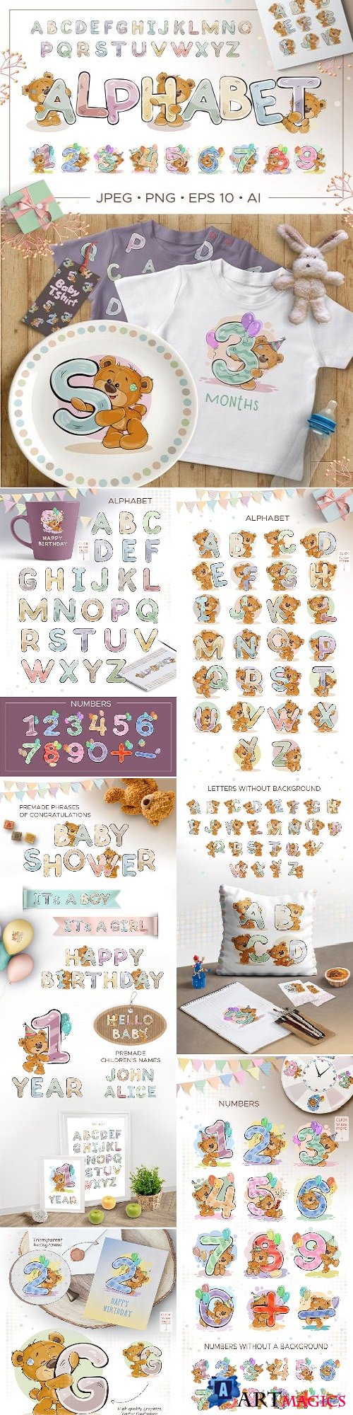 Kid's alphabet with cartoon bear - 2100596