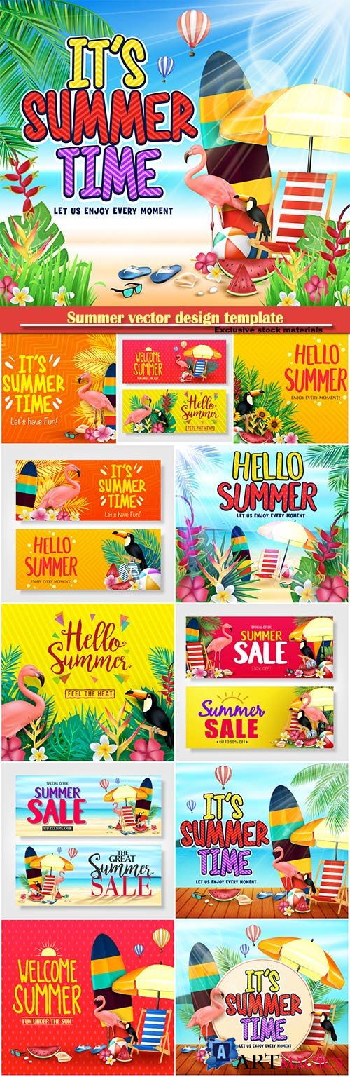 Summer vector design template, sale background # 5