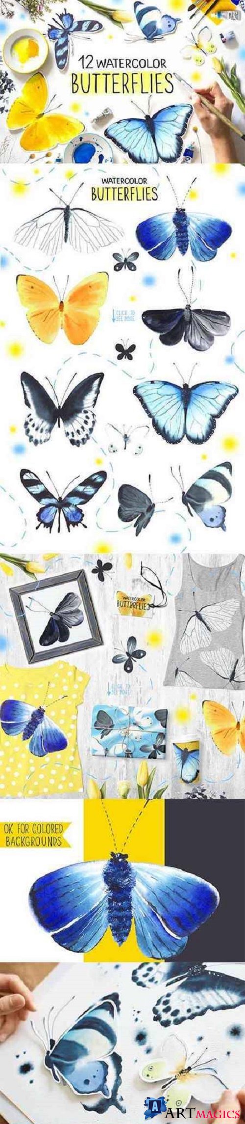 Butterflies Watercolor Clipart 2392424