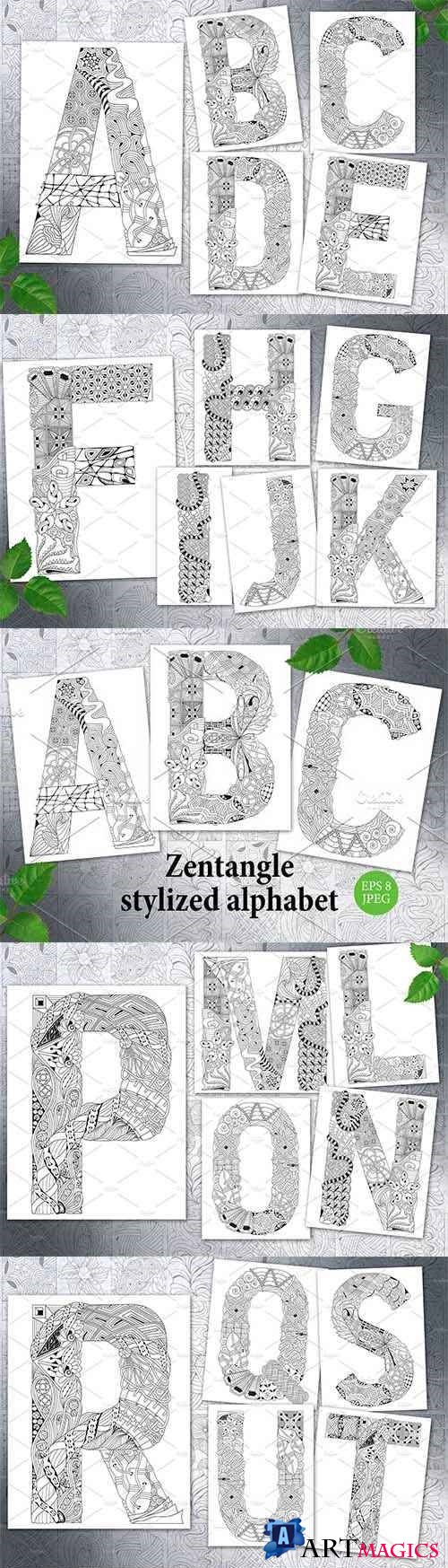 Zentangle Stylized Unusual Alphabet 2395324