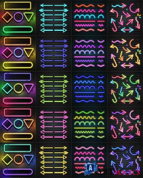       -  / Arrows and figures in neon colors - Vector