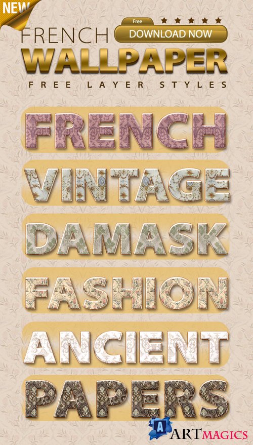 French Wallpaper Photoshop Styles