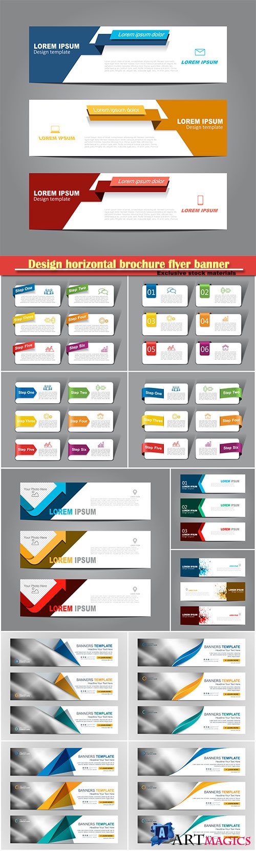Design horizontal brochure flyer banner, vector infographic template