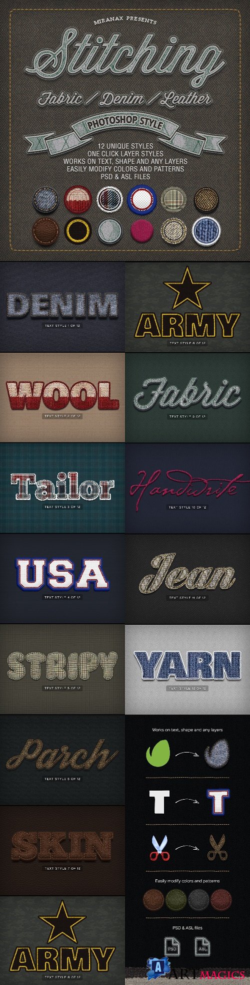 Stitching Fabric - Denim - Leather Text Effects - 8230591