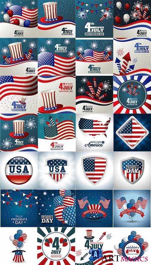 4  -   -  / July 4 - Day of the USA - Vector