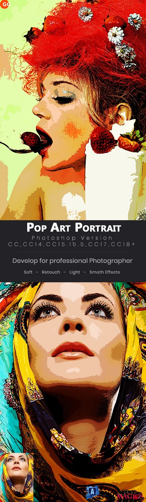 10 Pop Art Portraits Photoshop Action 22042646
