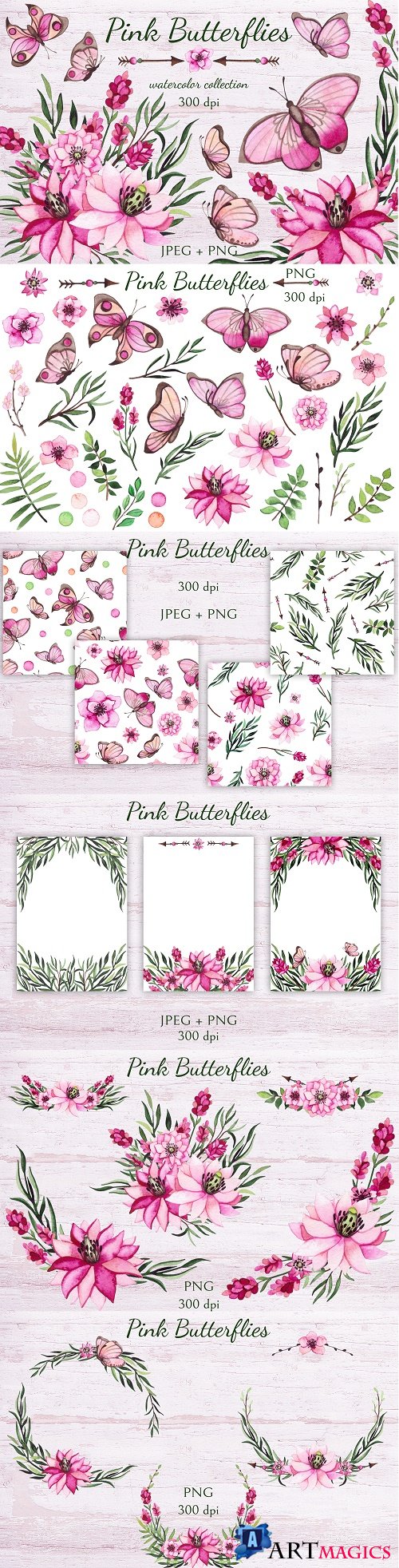 Designbundles - Pink Butterflies - 99266