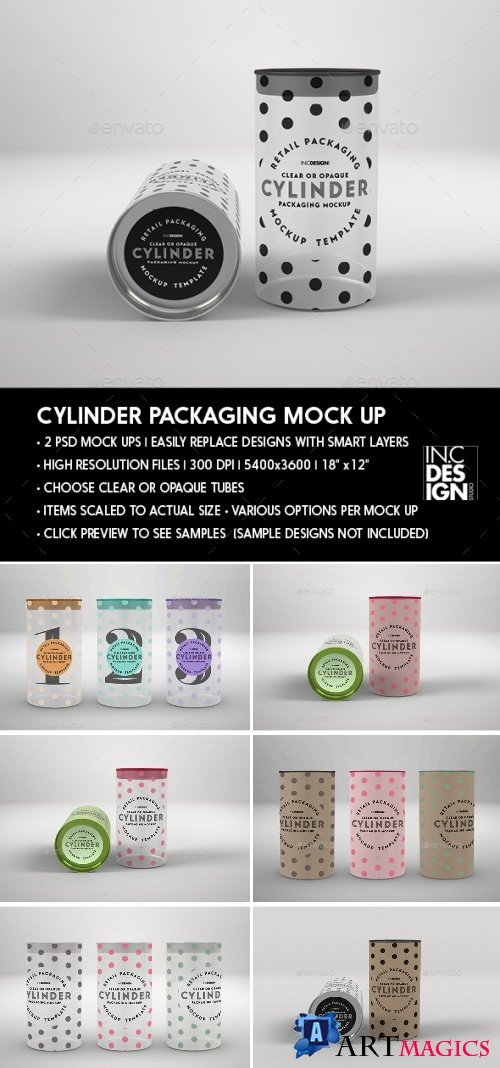 Clear or Opaque Cylinder Packaging Mockup 22146196