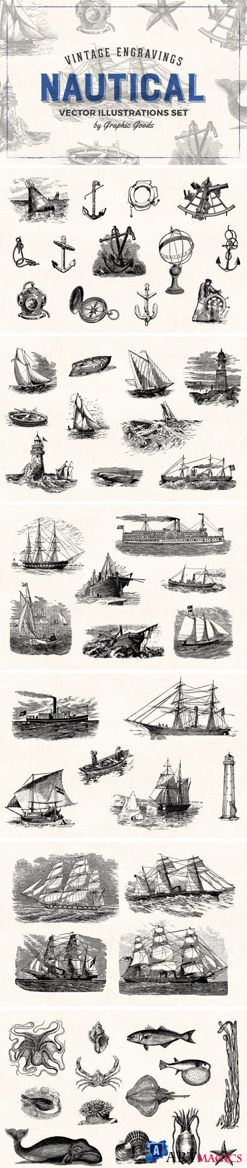 Nautical Engraving Illustrations - 1461014