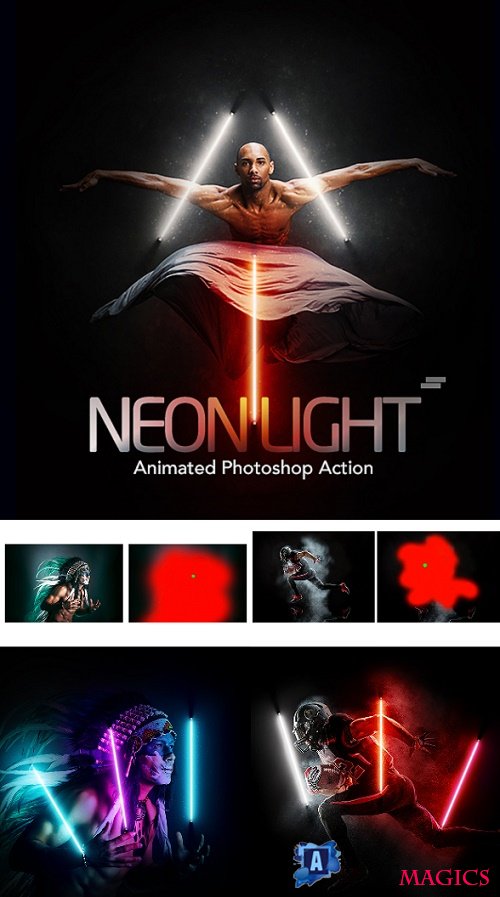 Gif Animated Neon Light Photoshop Action 22108464