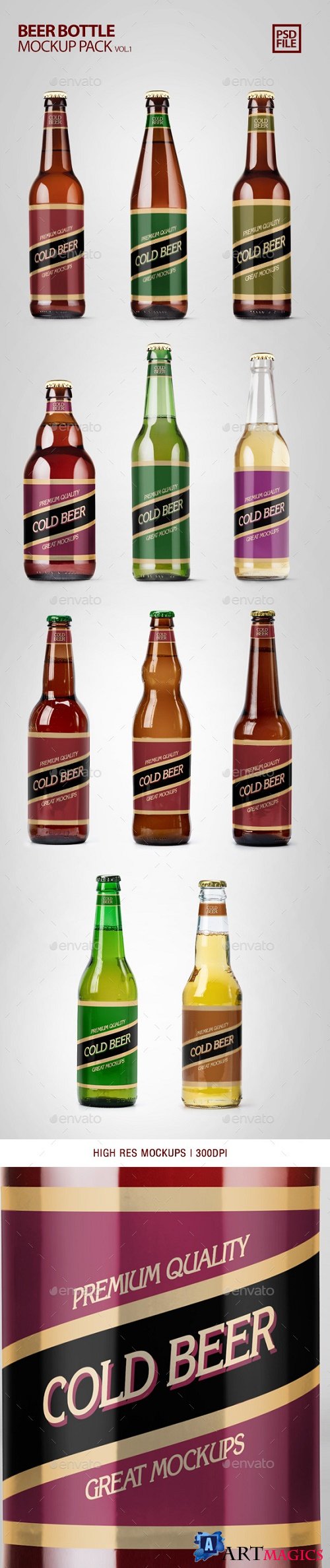 Beer Bottle Mockup Pack Vol.1 | Food and Drink