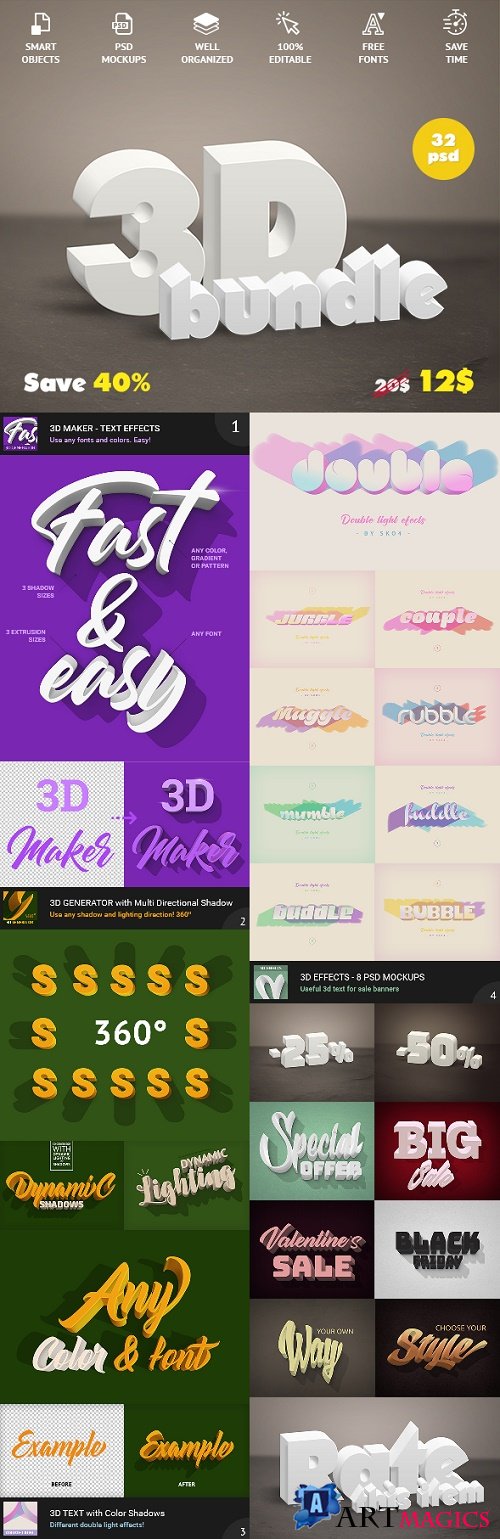 3D Bundle - Text Effects 21839412