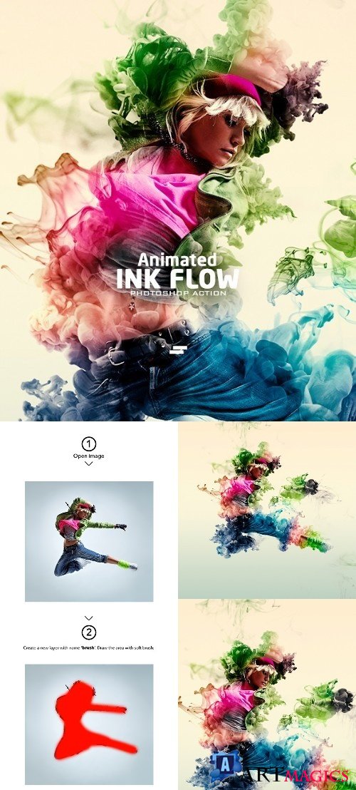 Gif Animated Ink Flow Photoshop Action 21960670