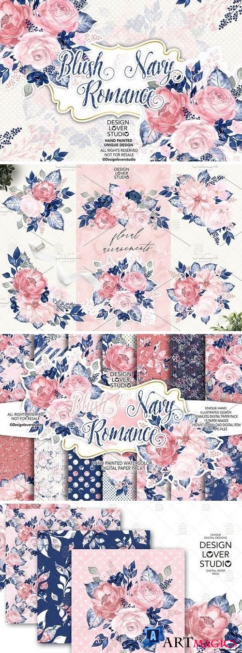 Blush and Navy Romance design pack - 2776752