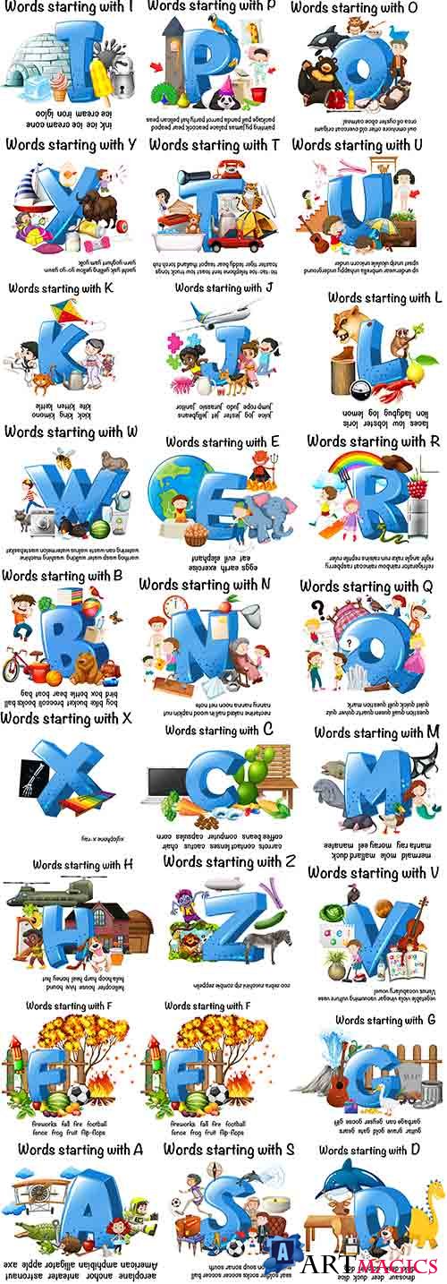    -  / English alphabet in pictures - Vector