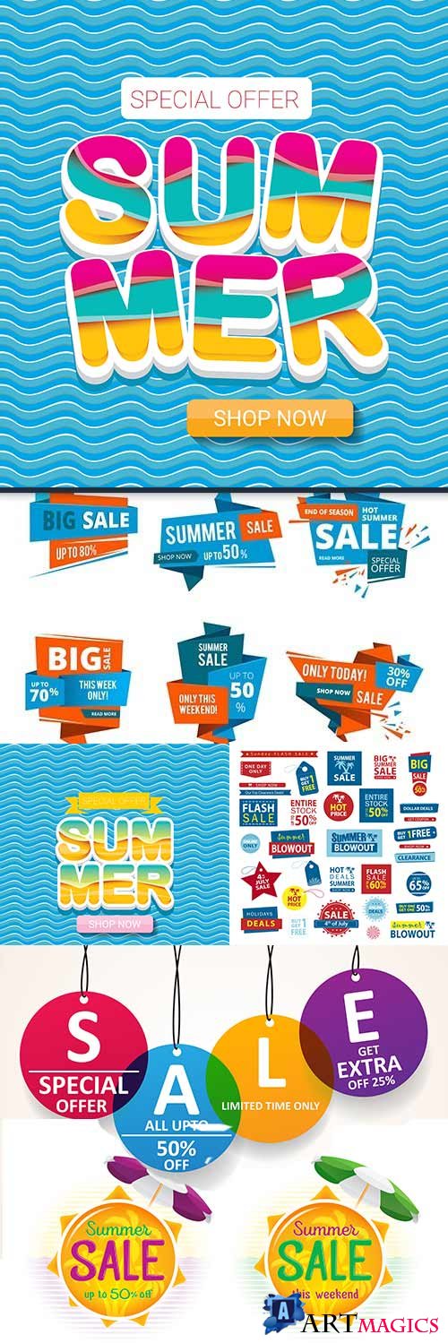 Summer special discounts and sales flat creative