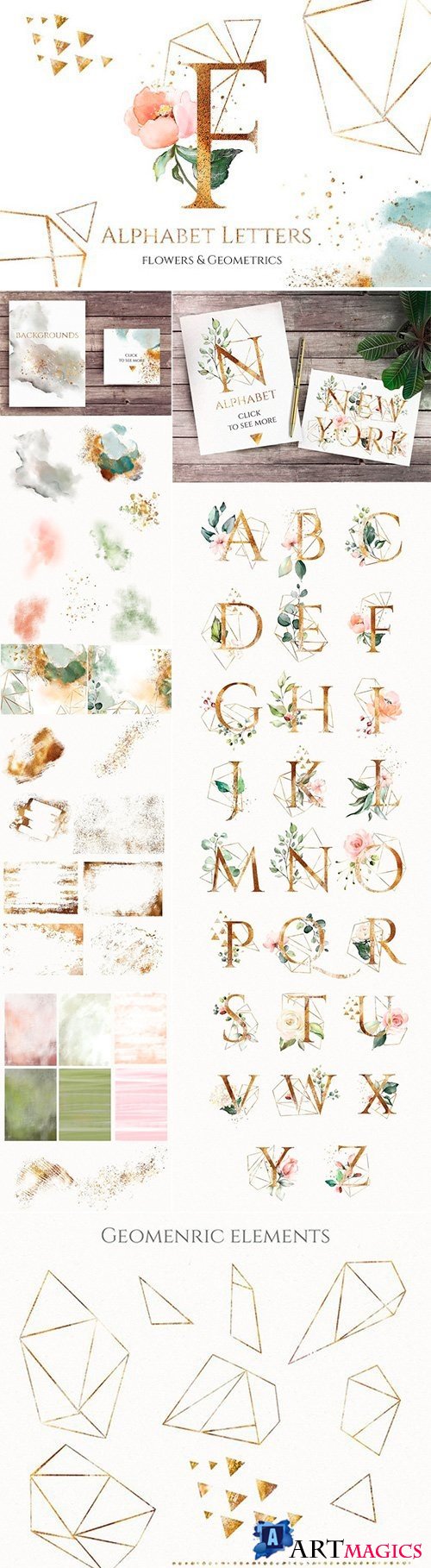 Floral alphabet letters. Geometrics - 2542022
