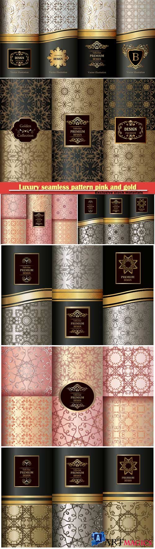Luxury seamless pattern pink and gold vector illustration
