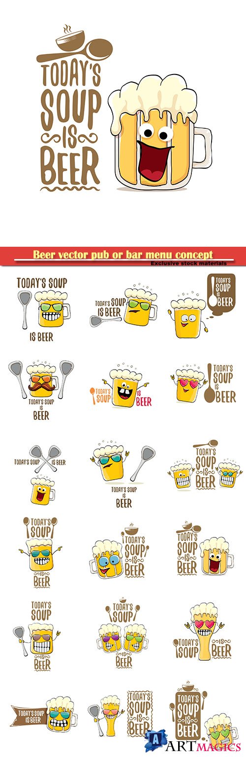 Beer vector pub or bar menu concept illustration or summer poster