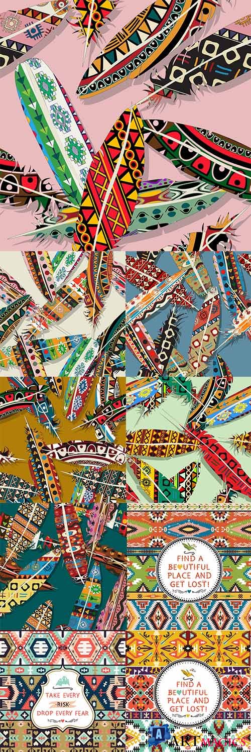 Decoration feather aztec pattern modern