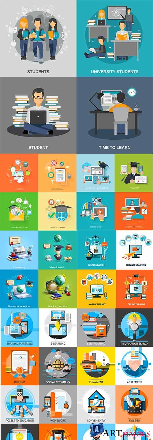 Education Internet training program online flat design