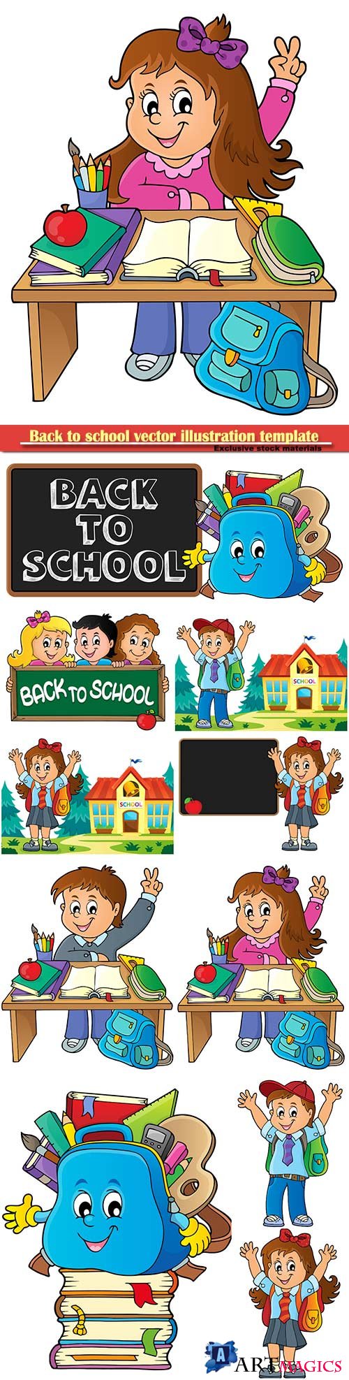 Back to school vector illustration template # 2