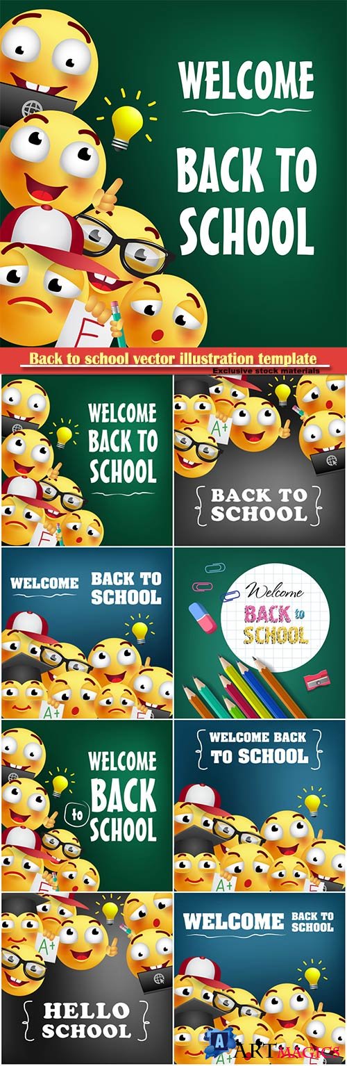 Back to school vector illustration template