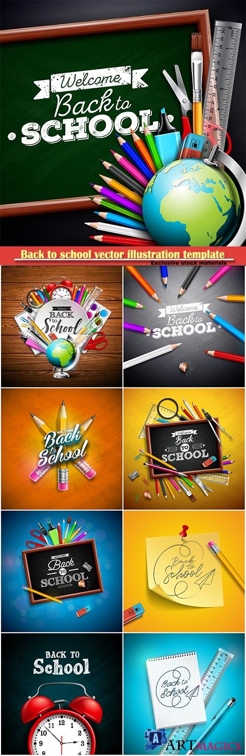 Back to school vector illustration template # 9