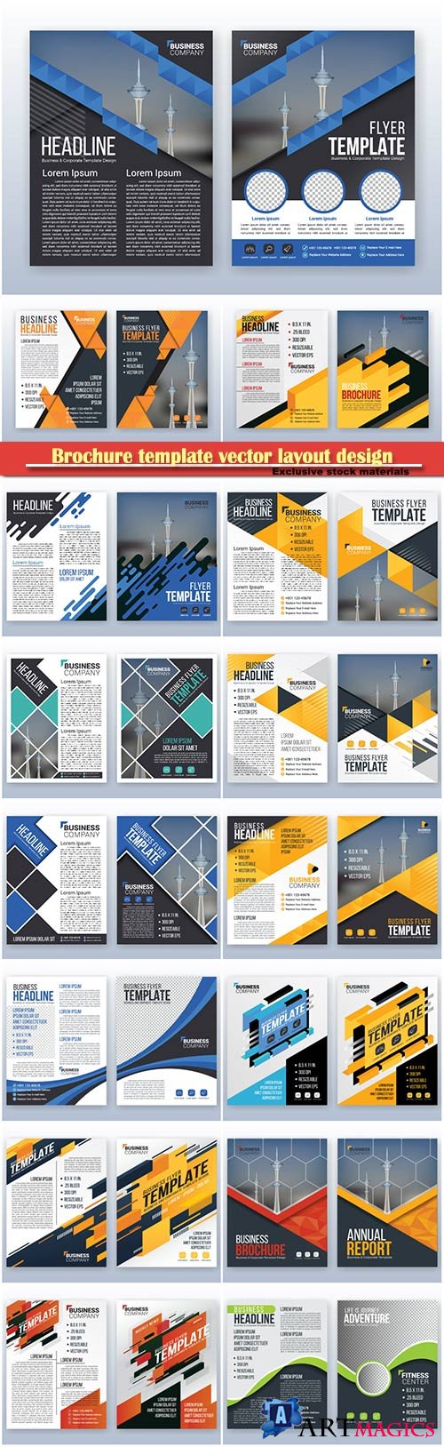 Brochure template vector layout design, corporate business annual report, magazine, flyer mockup # 211