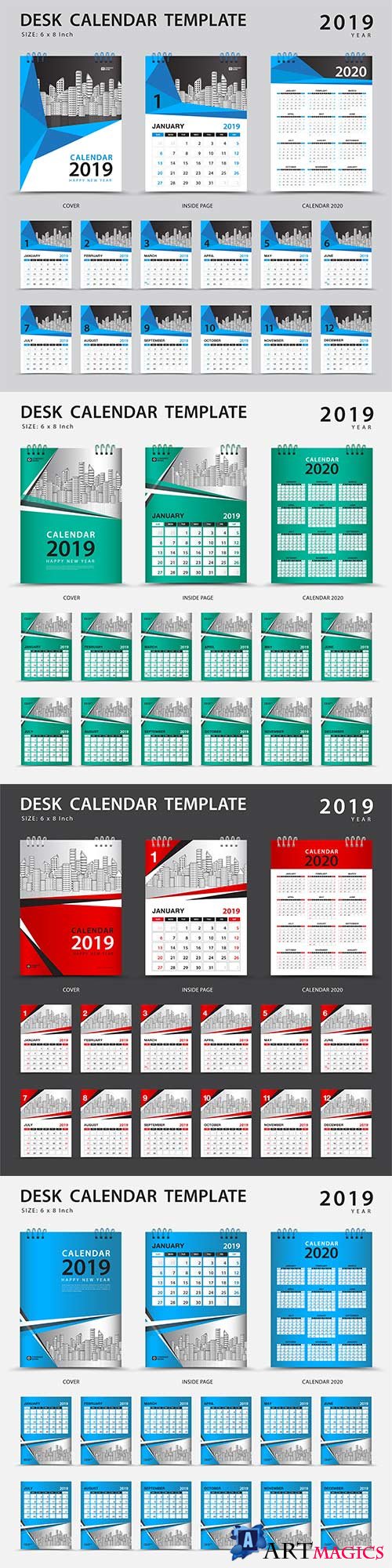 Calendar 2019 year template creative vector design # 5