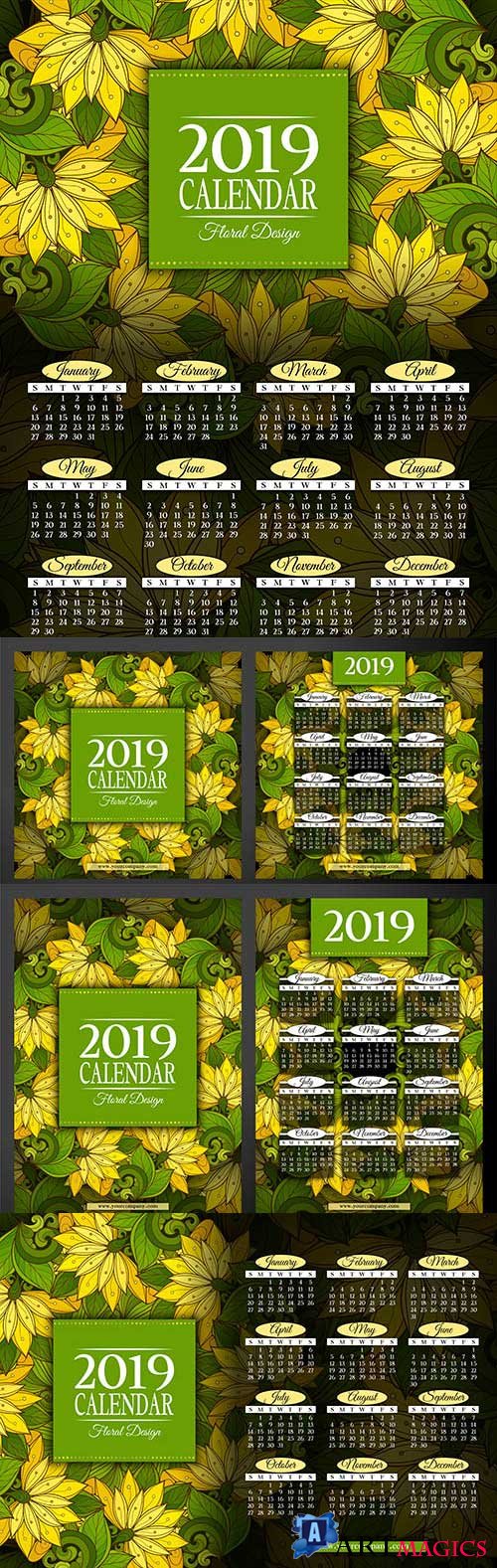 Calendar 2019 year template creative vector design