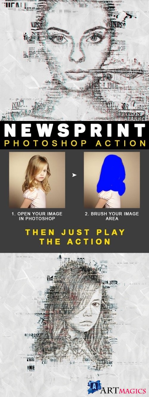 NewsPrint Photoshop Action | Photo Effects  22238827