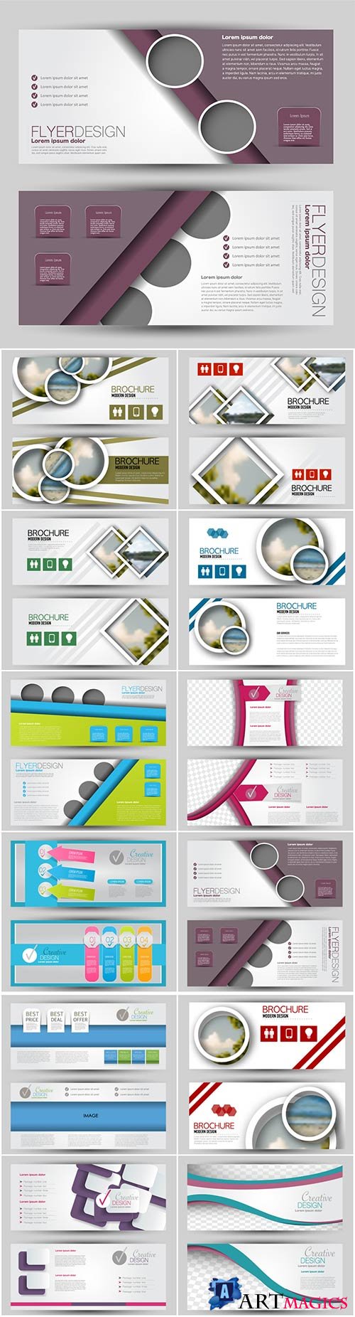 Set of banners for web and advertisement print out, vector horizontal flyer handout design # 3