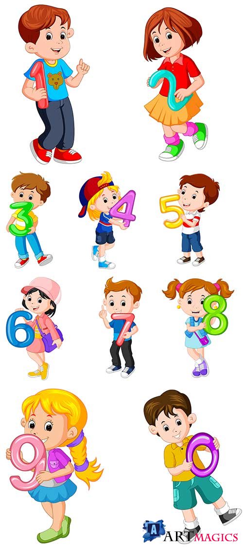      / Children with numbers in vector